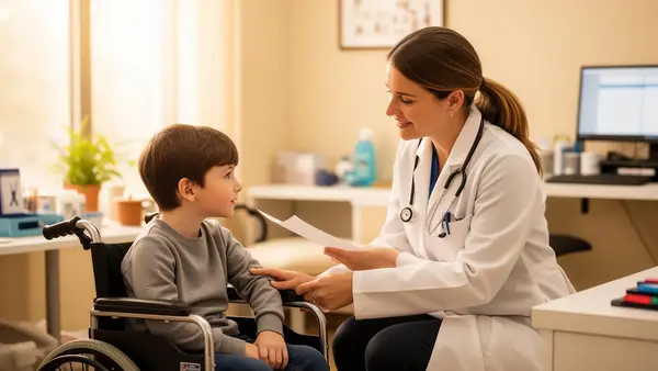 Healthcare professional providing supportive care to a child